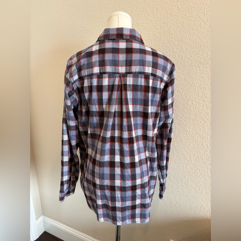 REI Co Op Blue Plaid Flannel LS Shirt Cotton Outdoor Nature Hiking Women Large - Picture 2 of 12
